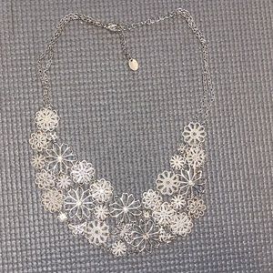 Silver Flower Statement Necklace